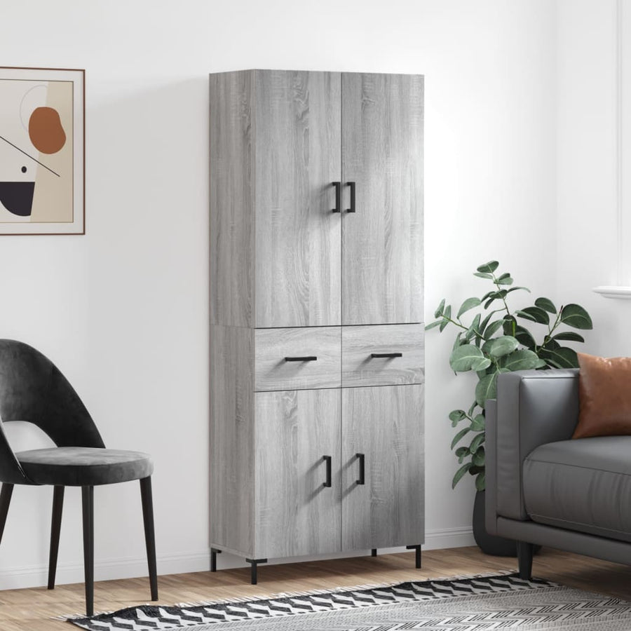 Hoge Kast 69,5X34X180 Cm Bewerkt Hout Eikenkleurig Grijs sonoma