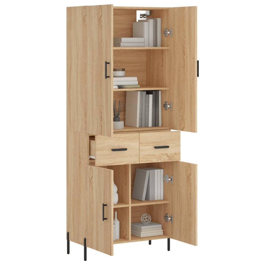 Hoge Kast 69,5X34X180 Cm Bewerkt Hout Kleurig Sonoma eiken