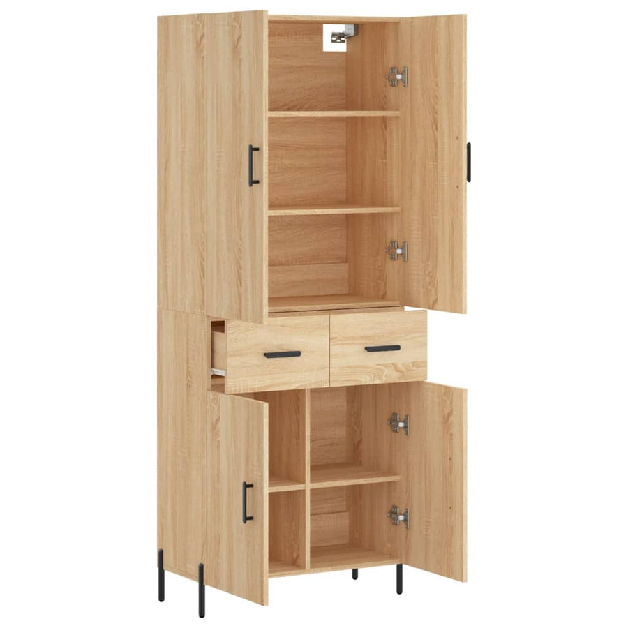 Hoge Kast 69,5X34X180 Cm Bewerkt Hout Kleurig Sonoma eiken