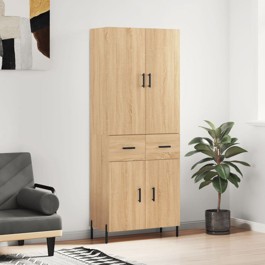 Hoge Kast 69,5X34X180 Cm Bewerkt Hout Kleurig Sonoma eiken