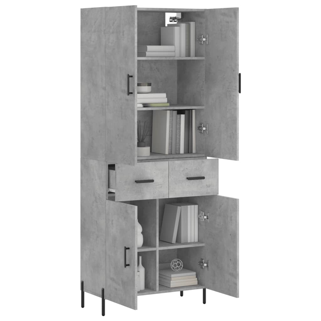 Hoge Kast 69,5X34X180 Cm Bewerkt Hout Betongrijs