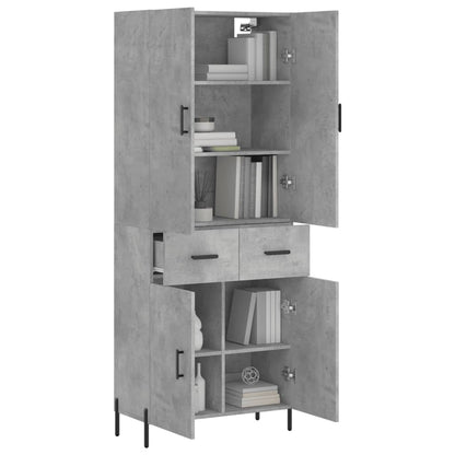 Hoge Kast 69,5X34X180 Cm Bewerkt Hout Betongrijs