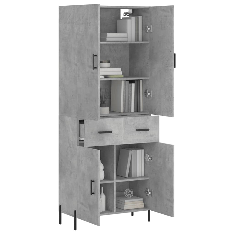 Hoge Kast 69,5X34X180 Cm Bewerkt Hout Betongrijs