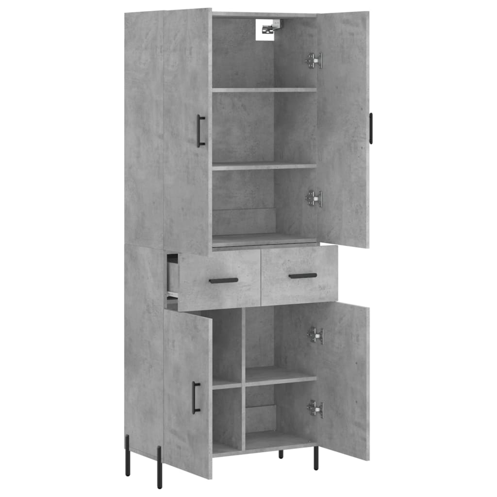 Hoge Kast 69,5X34X180 Cm Bewerkt Hout Betongrijs