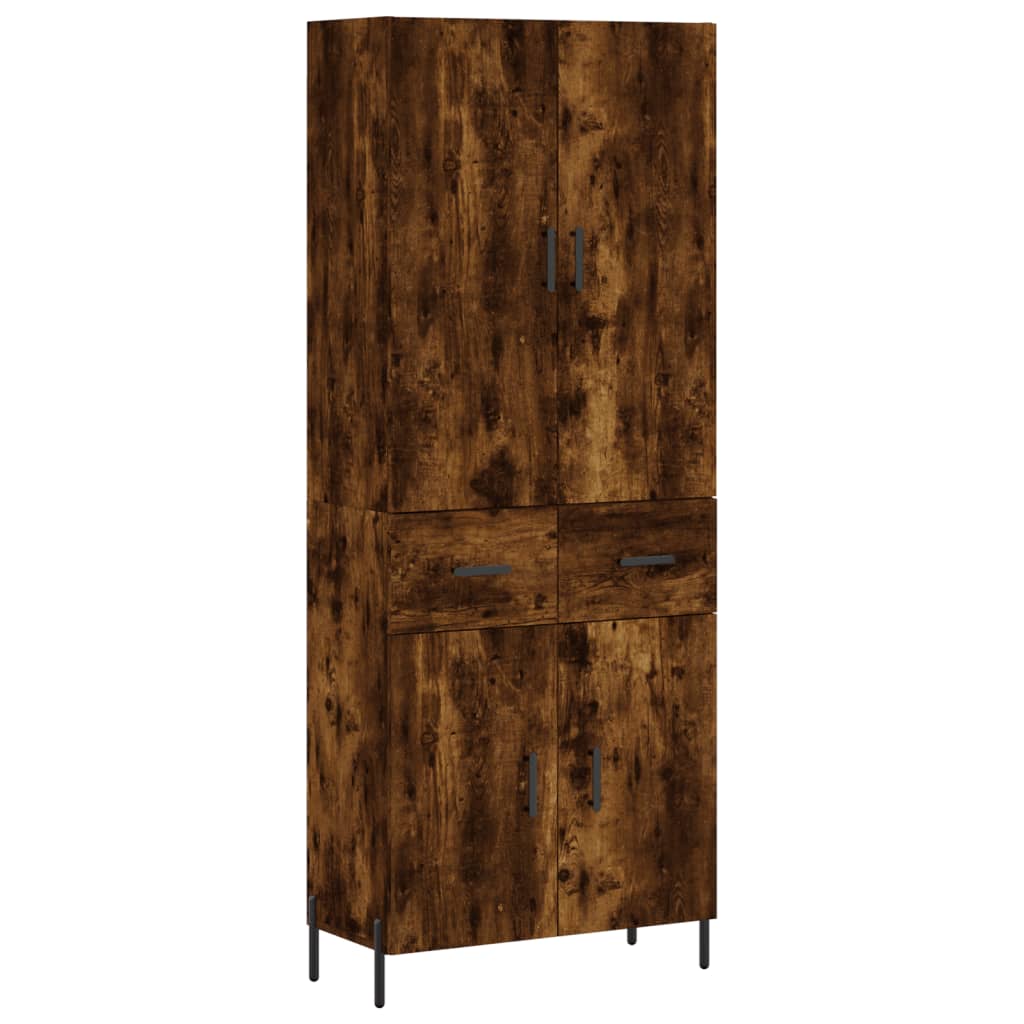 Hoge Kast 69,5X34X180 Cm Bewerkt Hout Kleurig Gerookt eiken