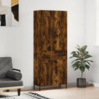 Hoge kast 69,5x34x180 cm bewerkt hout gerookt eiken