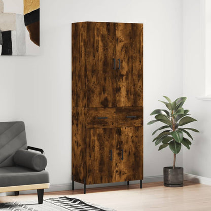 Hoge Kast 69,5X34X180 Cm Bewerkt Hout Kleurig Gerookt eiken