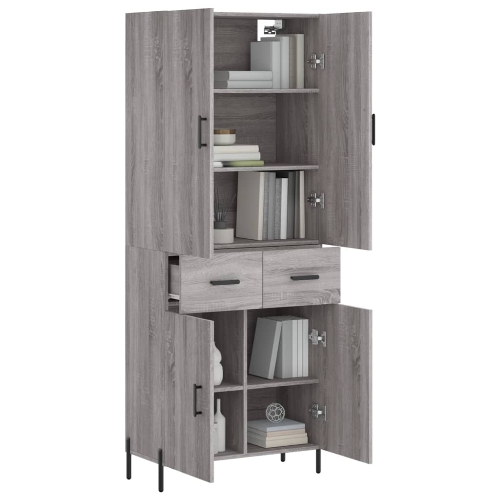 Hoge Kast 69,5X34X180 Cm Bewerkt Hout Grijs Sonoma Eikenkleurig