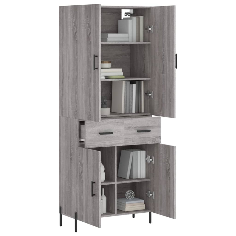 Hoge Kast 69,5X34X180 Cm Bewerkt Hout Grijs Sonoma Eikenkleurig