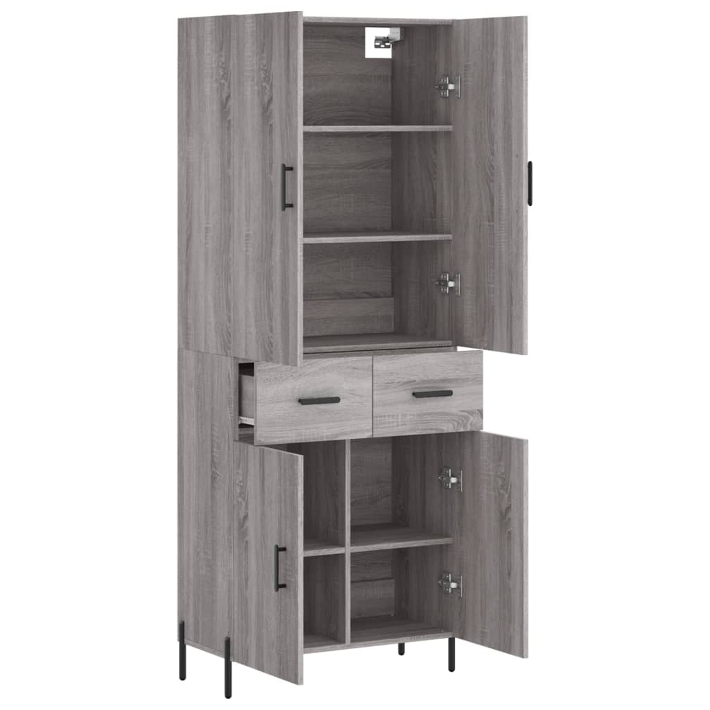 Hoge Kast 69,5X34X180 Cm Bewerkt Hout Grijs Sonoma Eikenkleurig