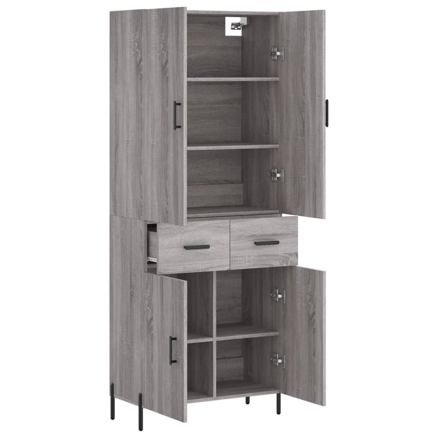 Hoge Kast 69,5X34X180 Cm Bewerkt Hout Grijs Sonoma Eikenkleurig