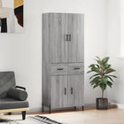 Hoge kast 69,5x34x180 cm bewerkt hout grijs sonoma