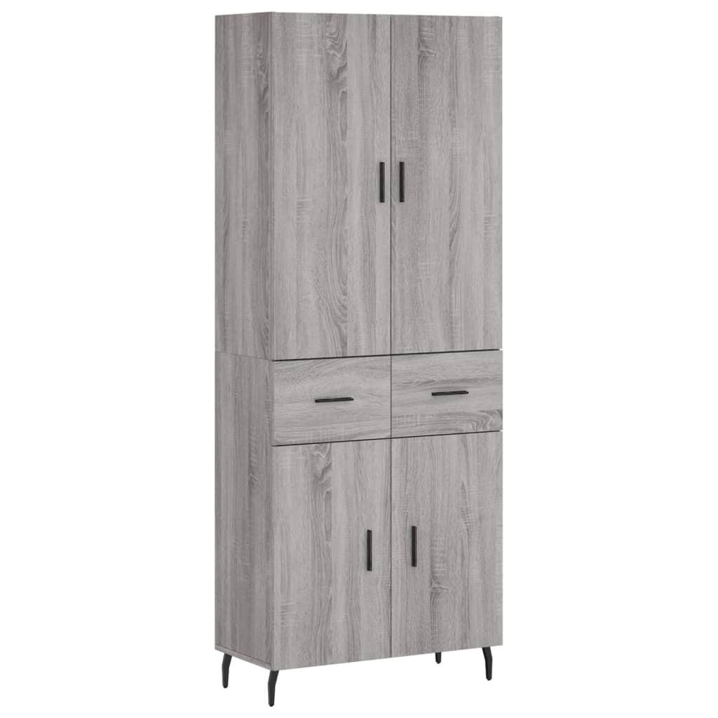 Hoge Kast 69,5X34X180 Cm Bewerkt Hout Eikenkleurig Grijs sonoma