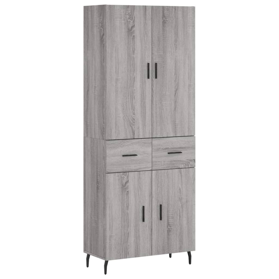 Hoge Kast 69,5X34X180 Cm Bewerkt Hout Eikenkleurig Grijs sonoma