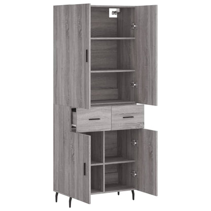 Hoge Kast 69,5X34X180 Cm Bewerkt Hout Eikenkleurig Grijs sonoma