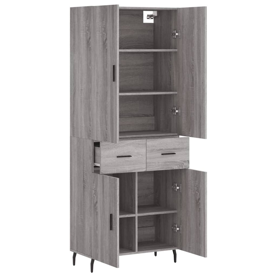 Hoge Kast 69,5X34X180 Cm Bewerkt Hout Eikenkleurig Grijs sonoma