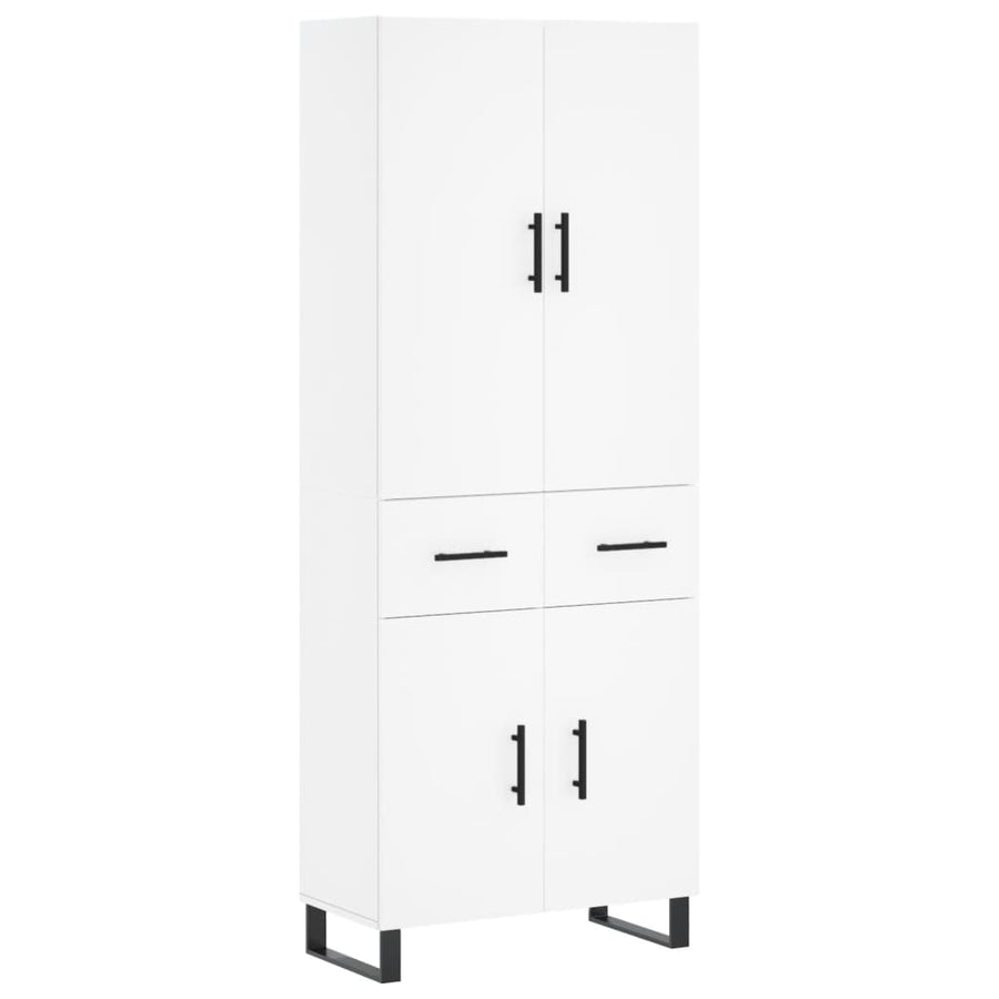 Hoge kast 69,5x34x180 cm bewerkt hout wit
