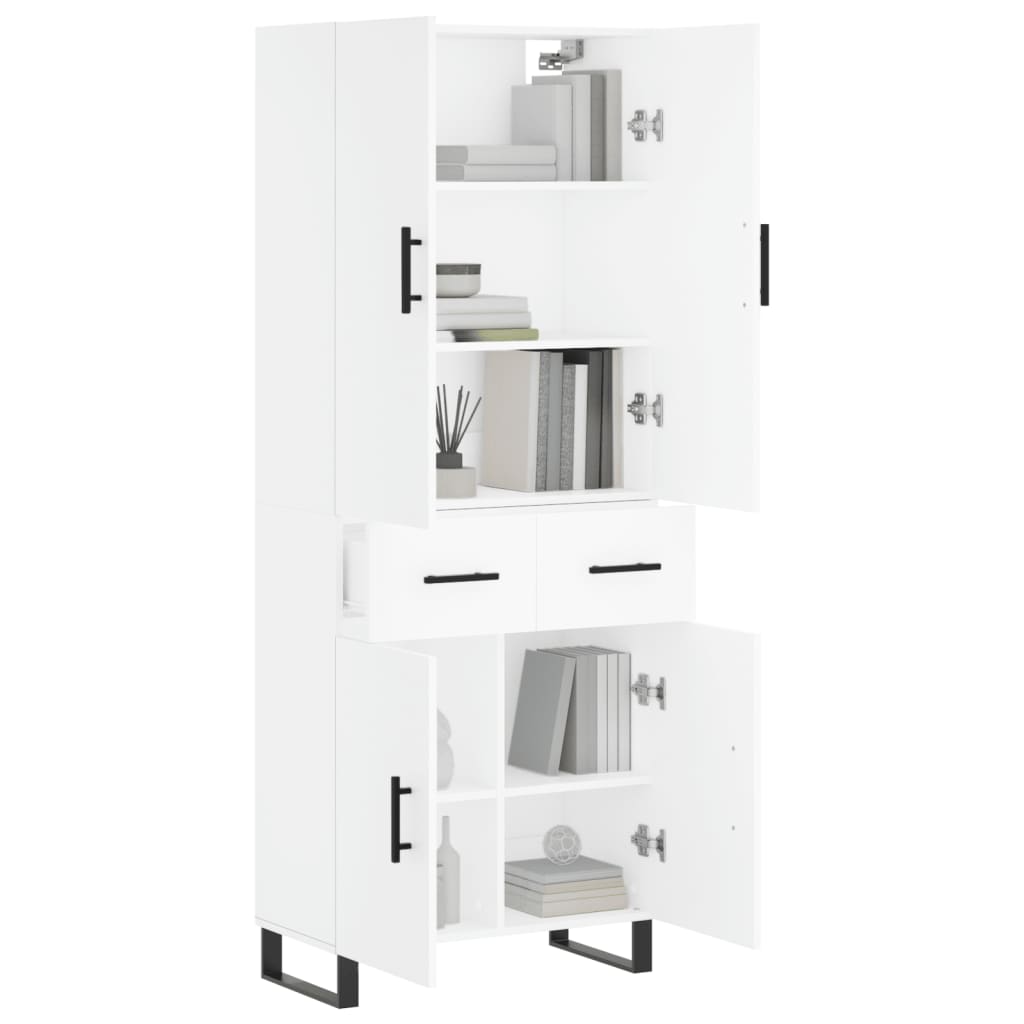 Hoge kast 69,5x34x180 cm bewerkt hout wit