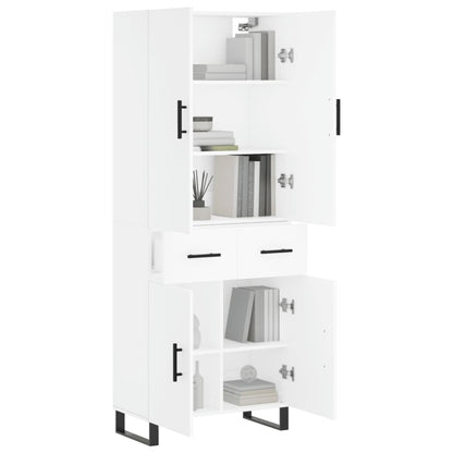 Hoge kast 69,5x34x180 cm bewerkt hout wit