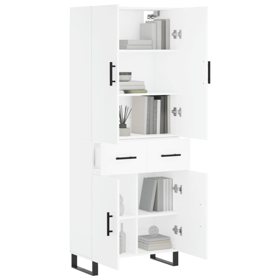 Hoge kast 69,5x34x180 cm bewerkt hout wit