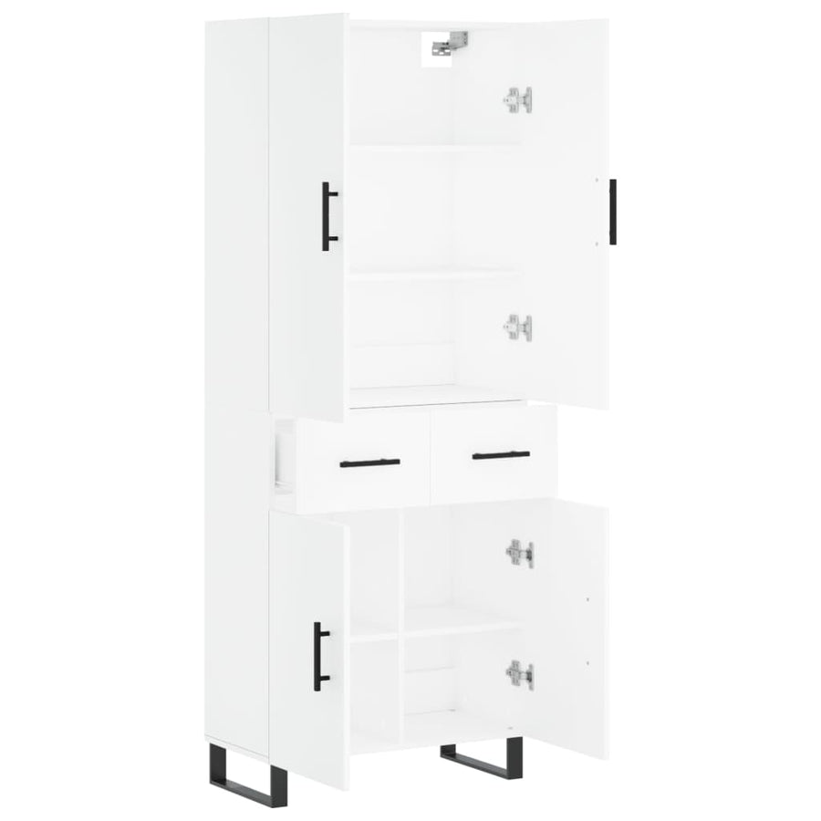 Hoge kast 69,5x34x180 cm bewerkt hout wit