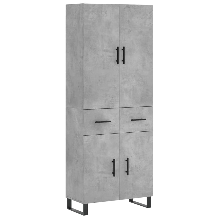 Hoge Kast 69,5X34X180 Cm Bewerkt Hout Betongrijs
