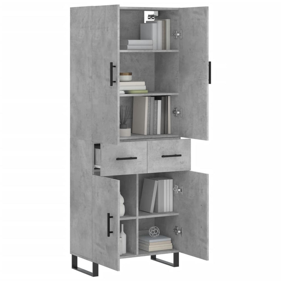 Hoge Kast 69,5X34X180 Cm Bewerkt Hout Betongrijs
