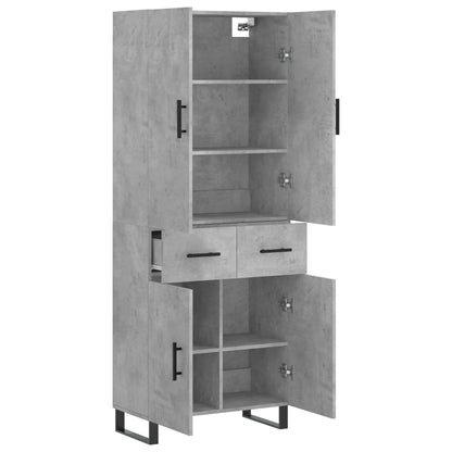Hoge Kast 69,5X34X180 Cm Bewerkt Hout Betongrijs