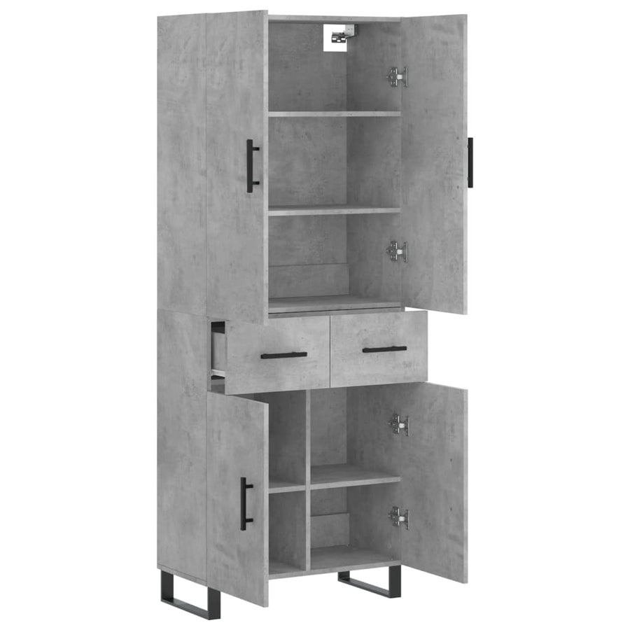 Hoge Kast 69,5X34X180 Cm Bewerkt Hout Betongrijs