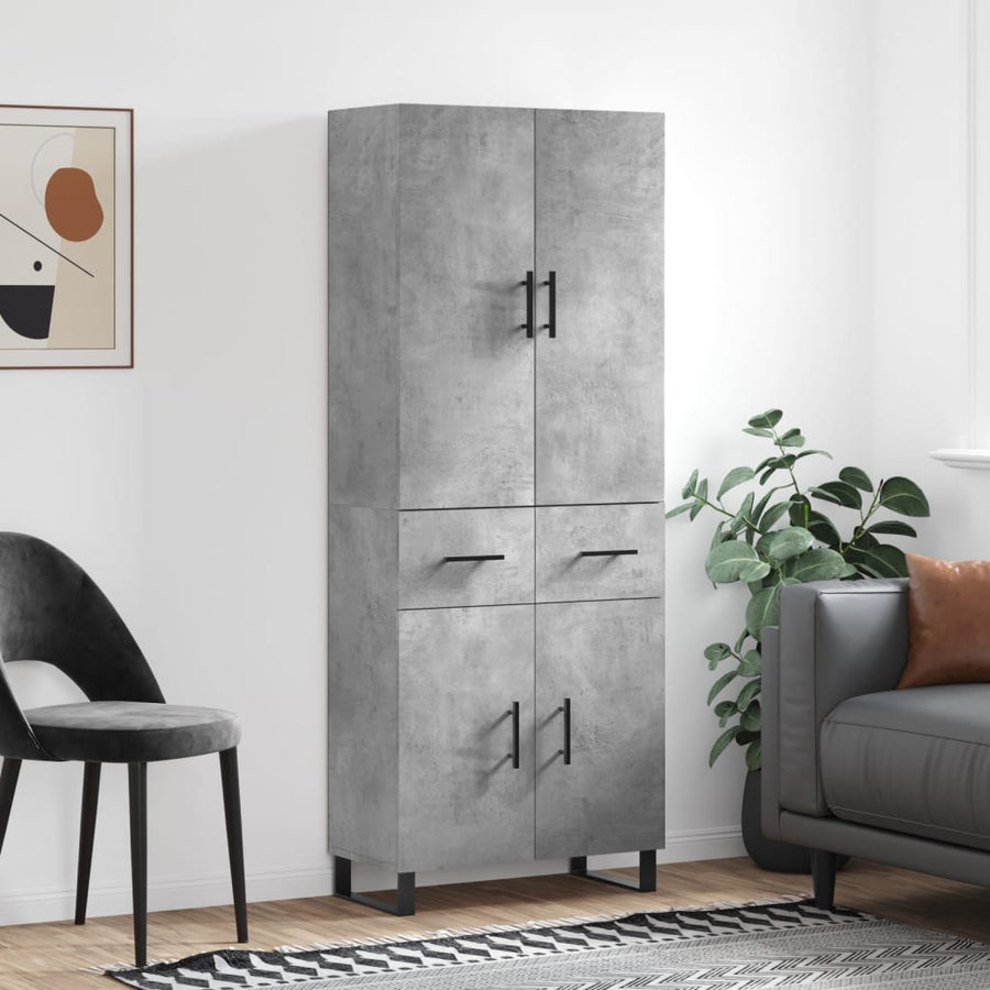 Hoge Kast 69,5X34X180 Cm Bewerkt Hout Betongrijs