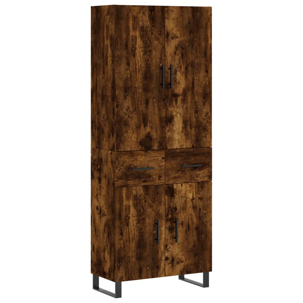 Hoge Kast 69,5X34X180 Cm Bewerkt Hout Kleurig Gerookt eiken