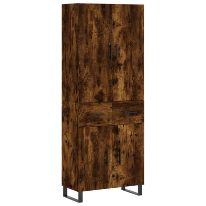 Hoge Kast 69,5X34X180 Cm Bewerkt Hout Kleurig Gerookt eiken
