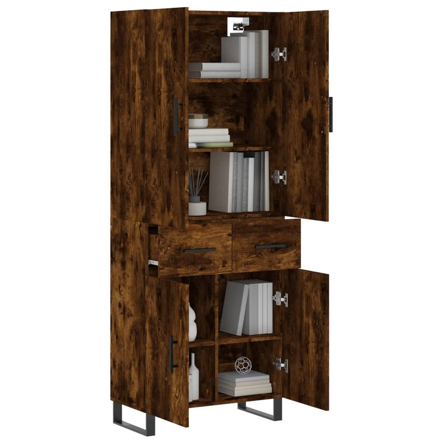 Hoge kast 69,5x34x180 cm bewerkt hout gerookt eikenkleurig