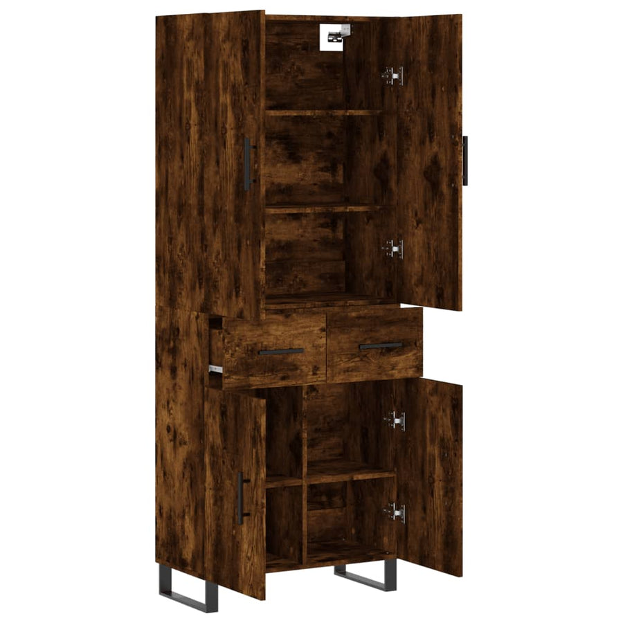 Hoge kast 69,5x34x180 cm bewerkt hout gerookt eikenkleurig
