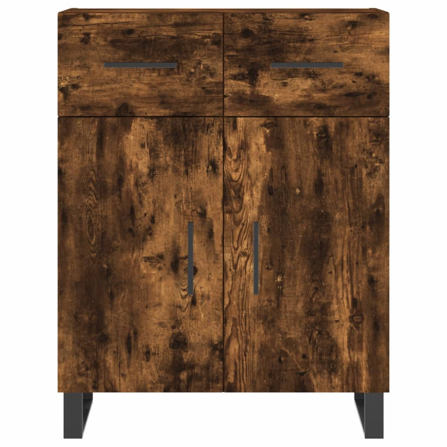 Hoge kast 69,5x34x180 cm bewerkt hout gerookt eikenkleurig
