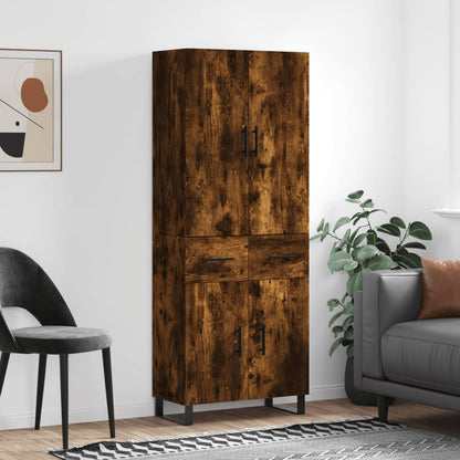 Hoge Kast 69,5X34X180 Cm Bewerkt Hout Kleurig Gerookt eiken