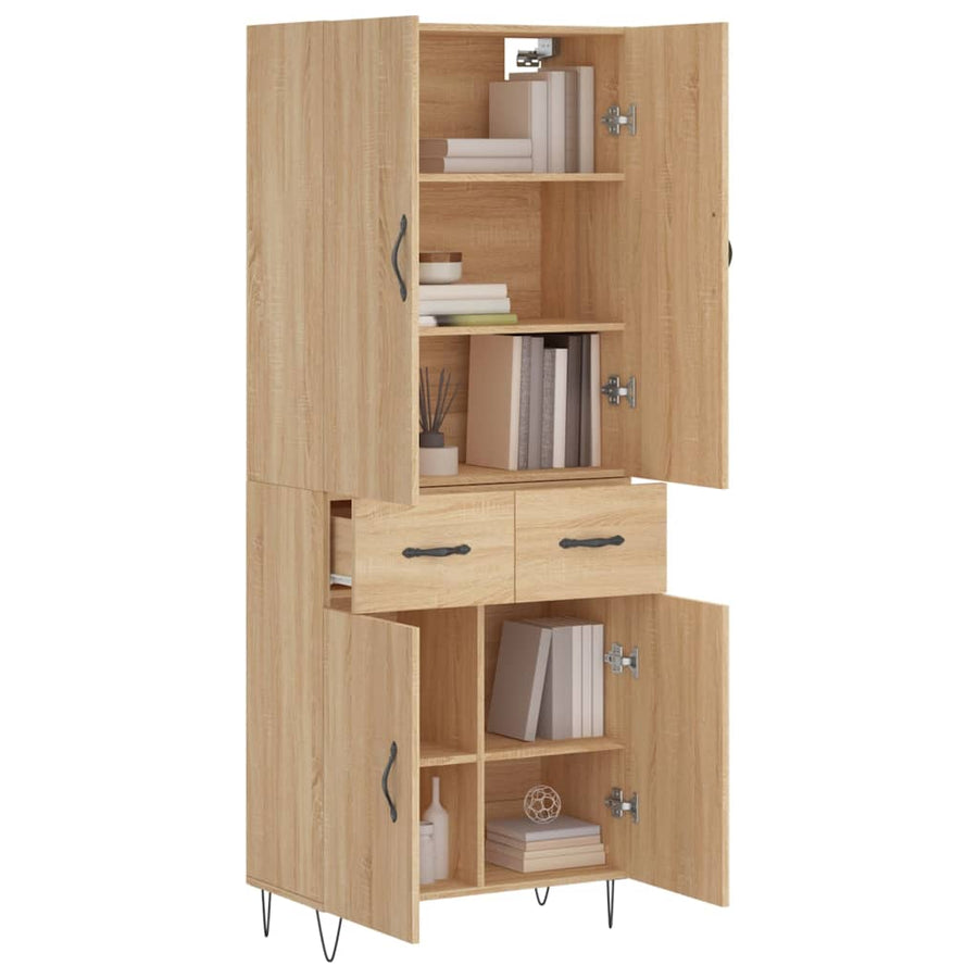 Hoge Kast 69,5X34X180 Cm Bewerkt Hout Kleurig Sonoma eiken