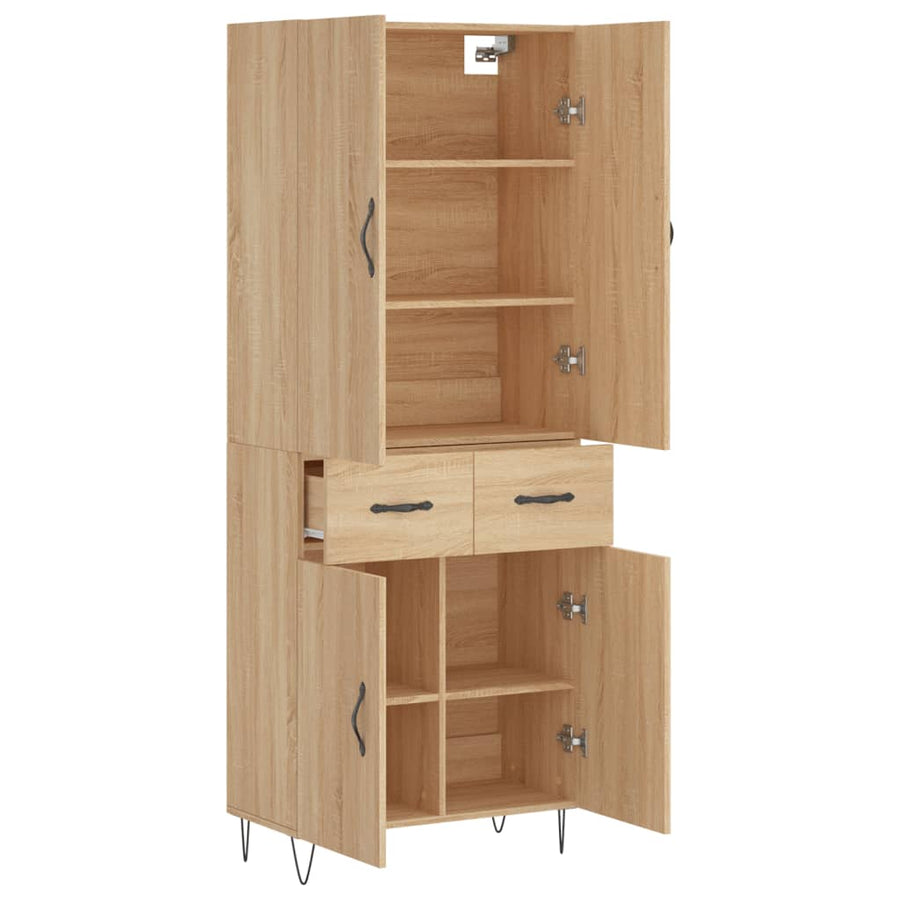 Hoge Kast 69,5X34X180 Cm Bewerkt Hout Kleurig Sonoma eiken