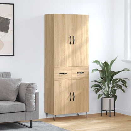 Hoge Kast 69,5X34X180 Cm Bewerkt Hout Kleurig Sonoma eiken