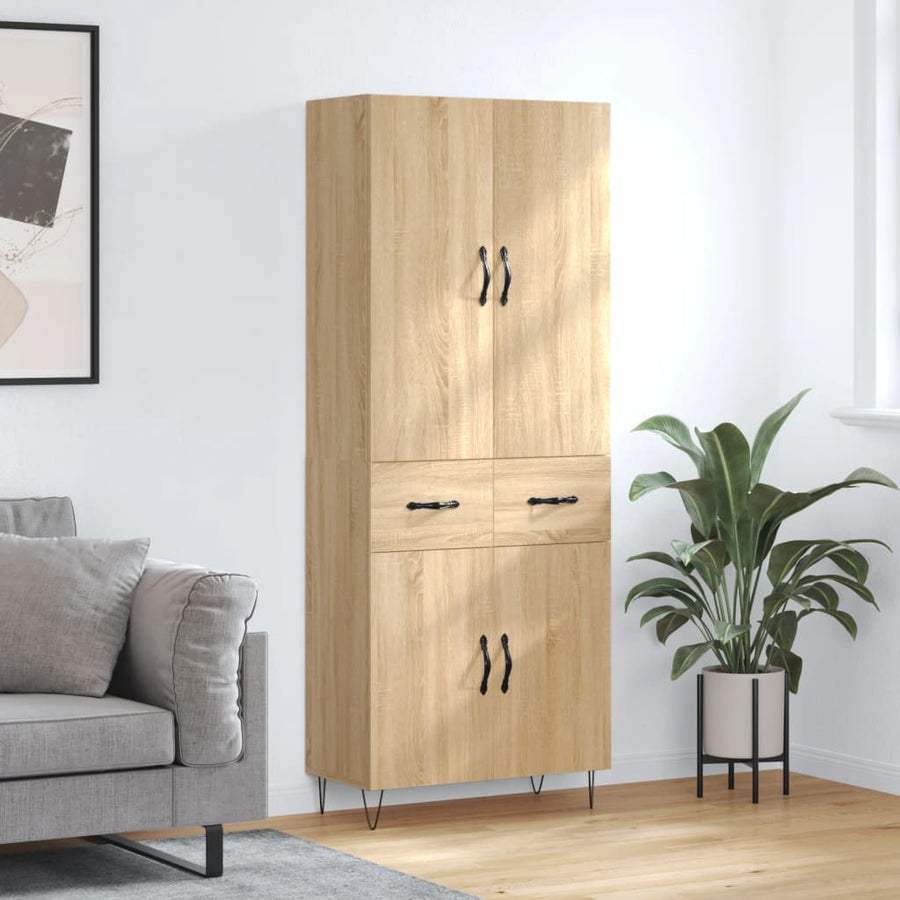 Hoge Kast 69,5X34X180 Cm Bewerkt Hout Kleurig Sonoma eiken