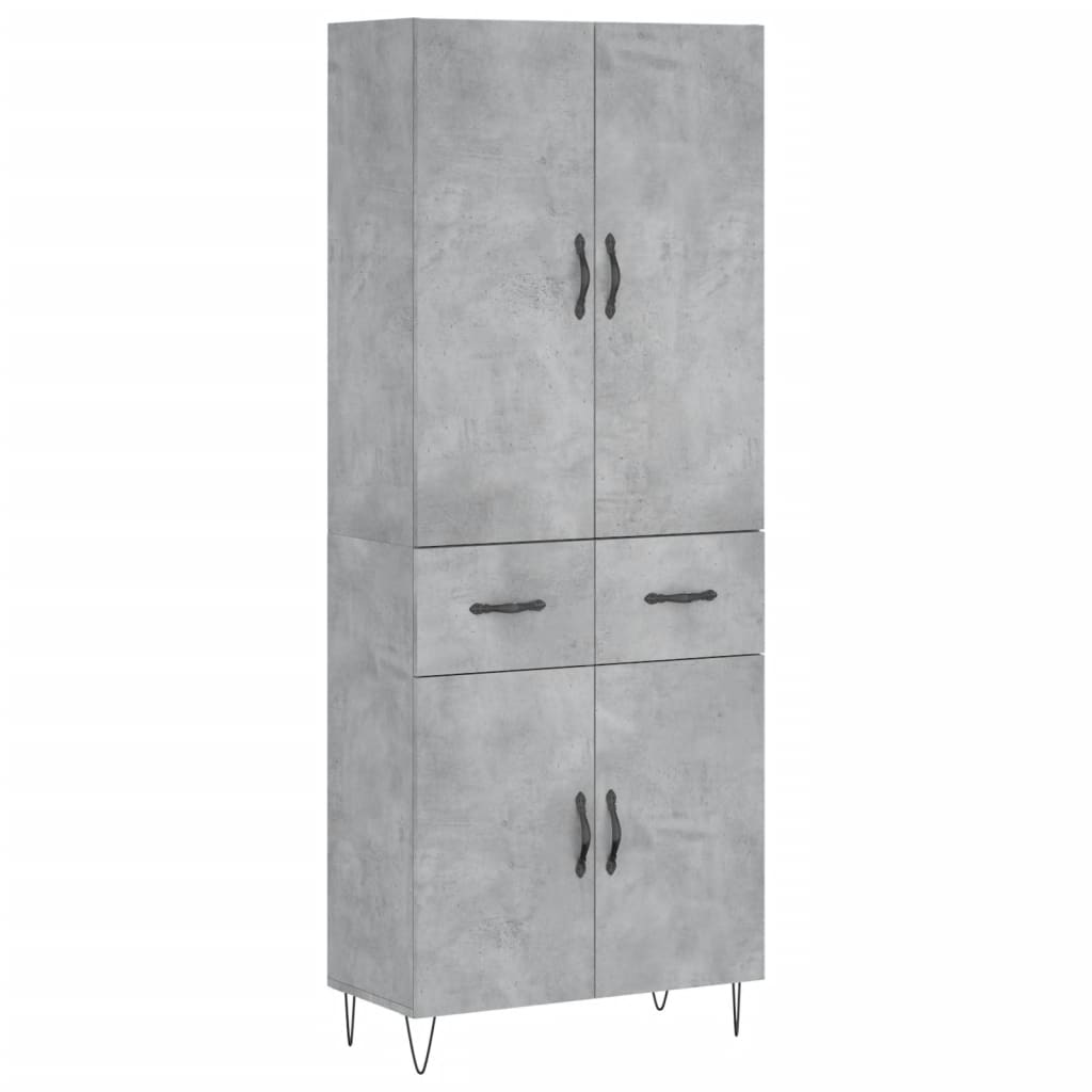 Hoge Kast 69,5X34X180 Cm Bewerkt Hout Betongrijs