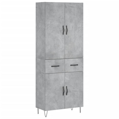 Hoge Kast 69,5X34X180 Cm Bewerkt Hout Betongrijs