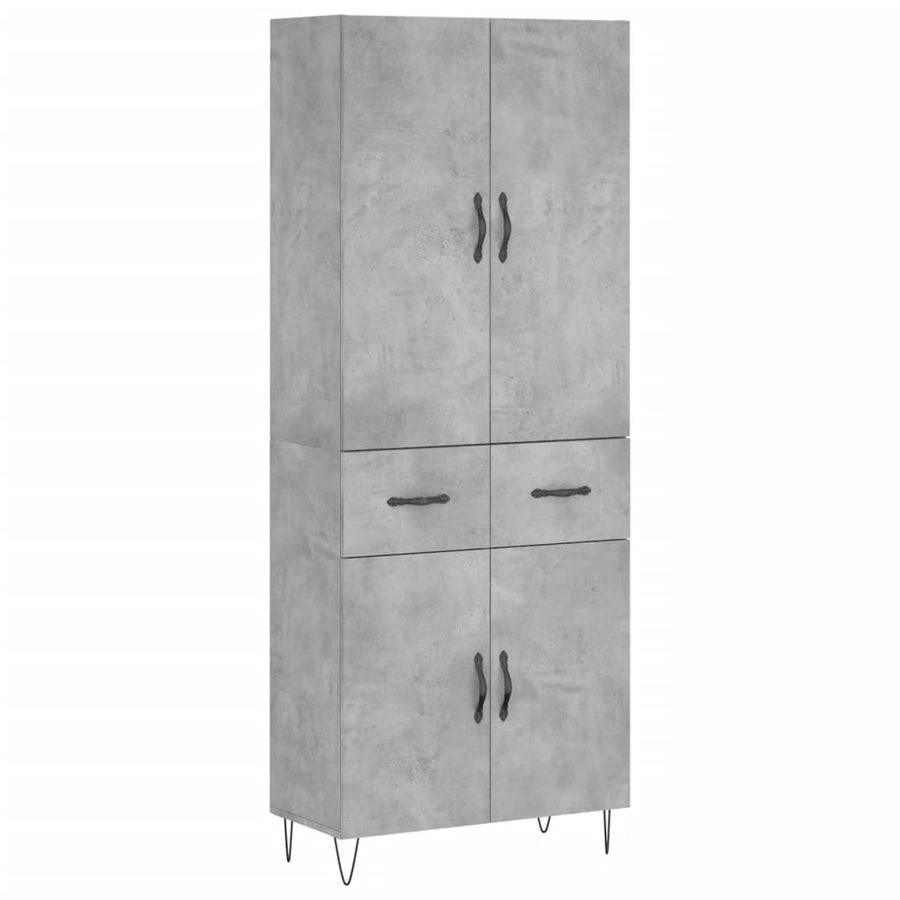 Hoge Kast 69,5X34X180 Cm Bewerkt Hout Betongrijs