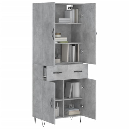 Hoge Kast 69,5X34X180 Cm Bewerkt Hout Betongrijs