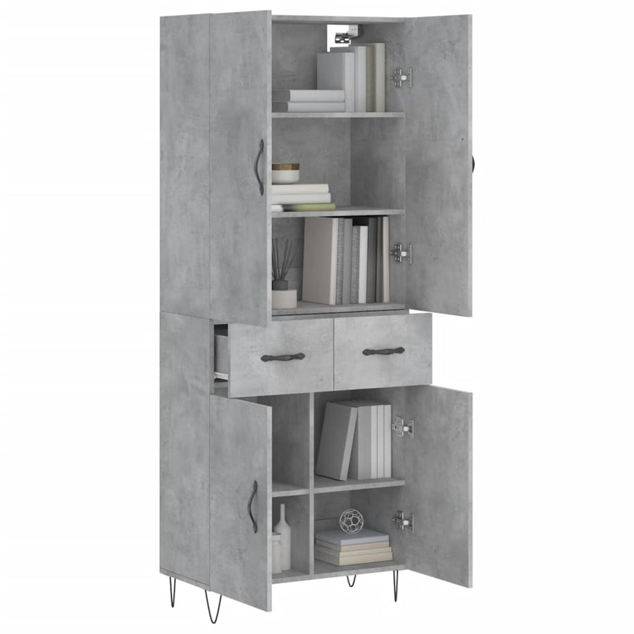 Hoge Kast 69,5X34X180 Cm Bewerkt Hout Betongrijs