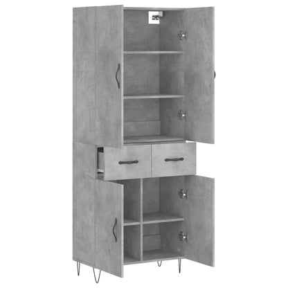 Hoge Kast 69,5X34X180 Cm Bewerkt Hout Betongrijs