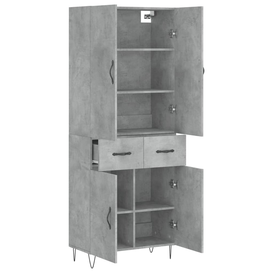 Hoge Kast 69,5X34X180 Cm Bewerkt Hout Betongrijs