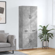 Hoge kast 69,5x34x180 cm bewerkt hout betongrijs