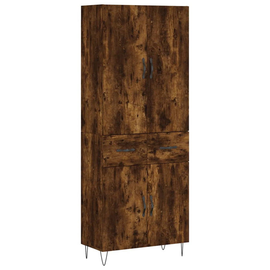 Hoge Kast 69,5X34X180 Cm Bewerkt Hout Kleurig Gerookt eiken