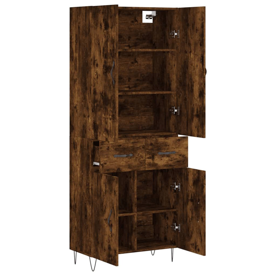 Hoge Kast 69,5X34X180 Cm Bewerkt Hout Kleurig Gerookt eiken